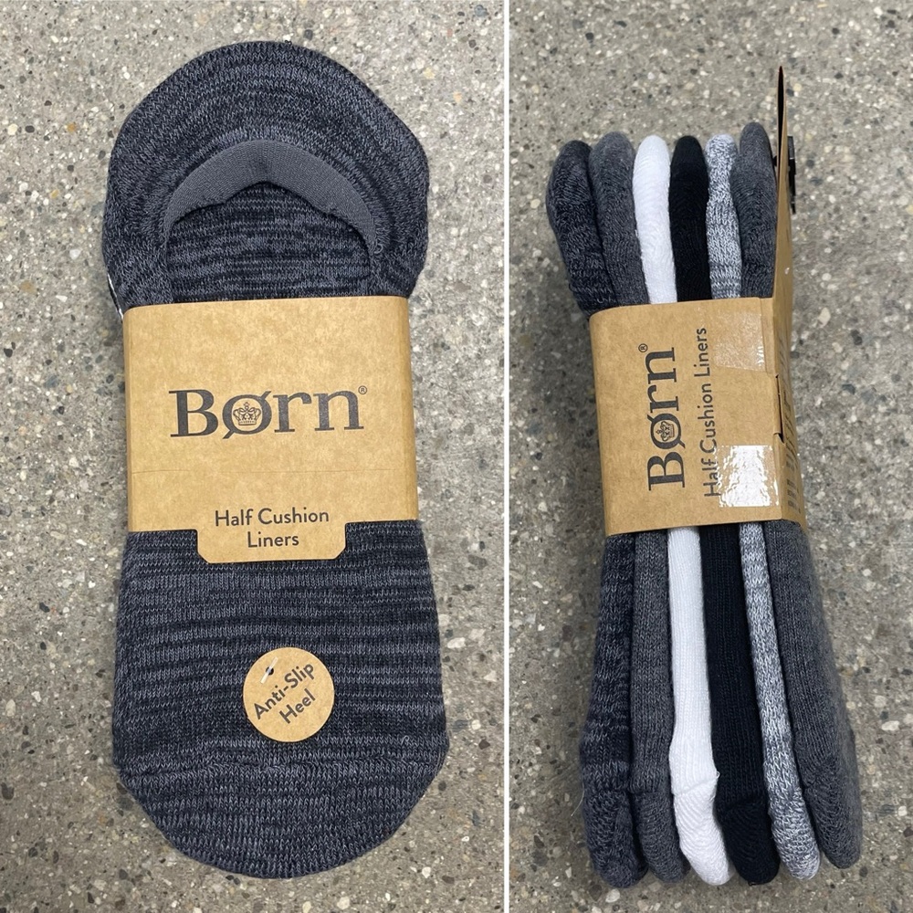 NWT Born Men's Size 6-12 Socks Half Cushion Socks shoe Liners 6 Pack